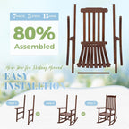 Flamaker Acacia Wood Outdoor Rocking Chairs Set of 2 (Brown) | High Back and Widen Armrest Rocking Chair Outdoor, Solid Rocking Chairs for Lawn, Garden, Backyard