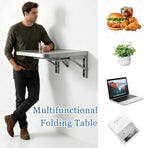 304 Stainless Steel Wall Mount Folding Table 16 20 24 28 32 36 40 43 47 51 59 71in Kitchen Storage Shelf Drop Down Heavy Duty Foldable Wall Mount Shelving for Kitchen Balcony(50x40cm/19.7x15.7in)