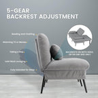 COMHOMA Convertible Futon Sofa Bed, 72″Fabric Futons Couch with Adjustable Backrest, Folding Sleeper Recliner for Living Room Furniture (Grey)