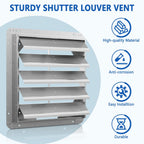 20 Inch Galvanized Shutter Exhaust Louver Vent, Automatic Gravity Shutter Louver Vent for Home Attics, Workshops, Barn, Greenhouse (Motor&Blades are not Included)