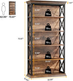 Tribesigns 6-Tier Bookcase, 71 Inches Industrial Bookshelves and Bookcase