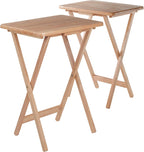 Winsome Alex Set of 2 Foldable Snack Tables, Natural, 26" | Easy to Store Small Portable Fold Up Table Set for Kitchen, Living Room TV Dining, Crafts, Puzzles, Work From Home