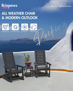 BRIOPAWS Outdoor Rocking Chairs | Set of 2 | Porch Rockers | HDPE Plastic| Black | Oversized | Patio Rocker Chair | High Back | for Big Man | Weather Resistant | for Outside Deck Balcony Backyard