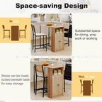 Tangkula 3-Piece Counter Height Bar Table Set, Kitchen Table with 2 Bar Stools & Storage Shelves, Breakfast Table Set with Backrests & Footrests, Rectangular High Top Pub Table with Chairs for 2