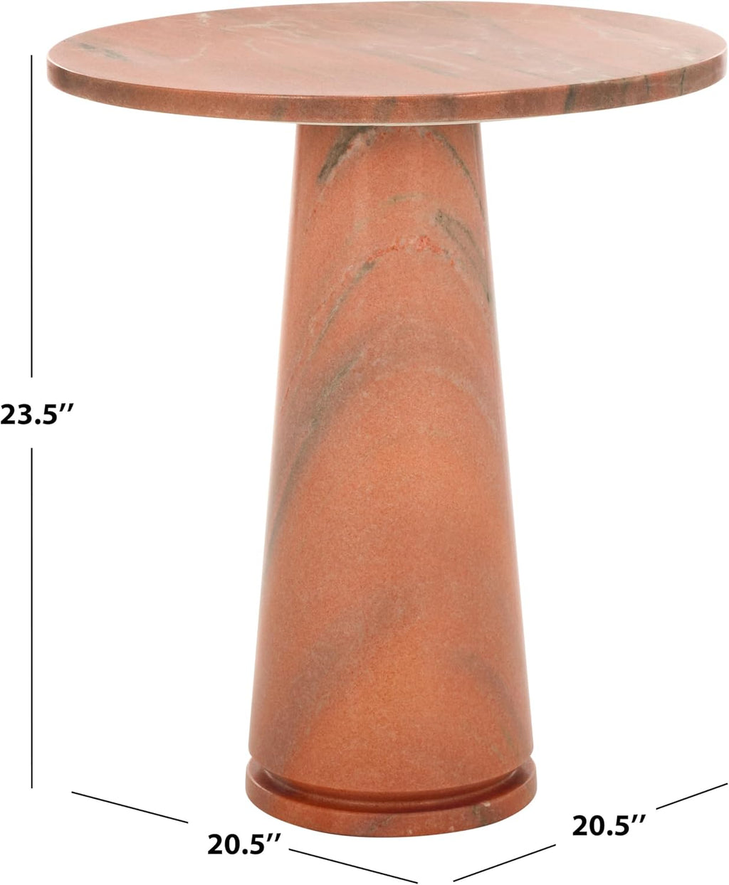 SAFAVIEH Furniture - Valentia Tall Marble Accent Table - Coral - Marble Top - Glam Stone Pedestal Design - Ideal for Living Room, Entryway, Dining Room, 20.5" W x 20.5" D x 23.5" H (SFV9703H)