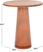 SAFAVIEH Furniture - Valentia Tall Marble Accent Table - Coral - Marble Top - Glam Stone Pedestal Design - Ideal for Living Room, Entryway, Dining Room, 20.5" W x 20.5" D x 23.5" H (SFV9703H)