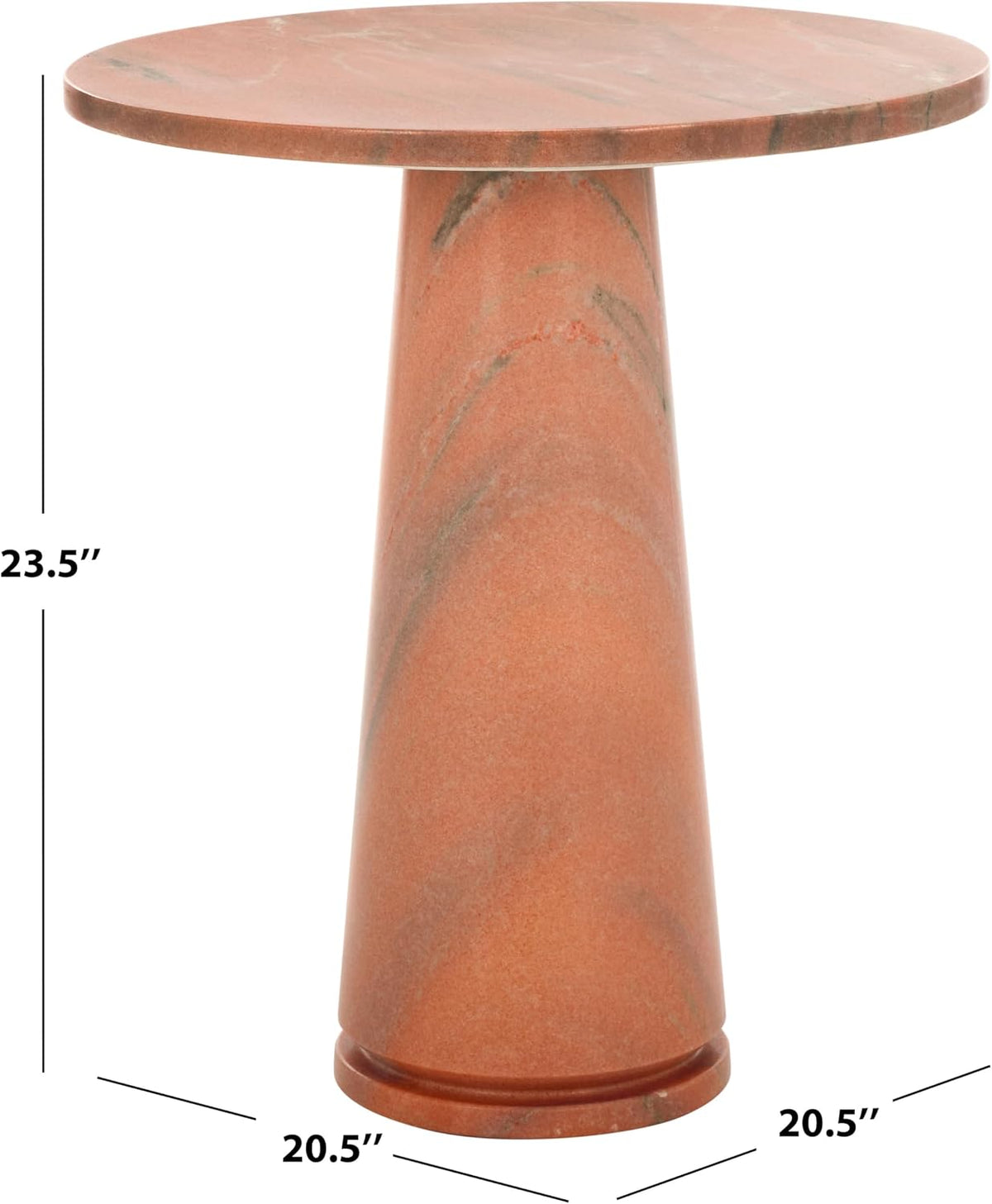 SAFAVIEH Furniture - Valentia Tall Marble Accent Table - Coral - Marble Top - Glam Stone Pedestal Design - Ideal for Living Room, Entryway, Dining Room, 20.5" W x 20.5" D x 23.5" H (SFV9703H)
