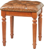 Microfiber Leather Vanity Stool for Makeup,Solid Wood Carvied Vanity Bench Seat,Convertible Piano Stool and Dining Table Chair with Padded Ottoman,Classic Dressing Table Chair for Bedroom