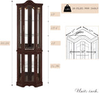 Lighted Corner Curio Cabinet 70.5" Tall Wooden China Cabinet with Tempered Glass Doors, Freestanding Glass Display Case Wine Cabinet Storage Rack for Bar and Liquor Storage (Dark Cherry)