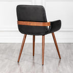 LUNLING Mid Century Modern Faux Leather Dining Chairs Set of 2, Black, Upholstered Seat, Metal Legs, Adjustable Foot for Kitchen Dining Room Desk Chairs