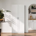 White Tall Kitchen Pantry Cabinet Organizers and Storage with Doors and Adjustable Shelves，Wood Large Gabinetes Para Cocina Office Bookshelf for Laundry Room Cabinets (31.5”W*15.7”D*71”H)