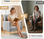 Magshion Mid-Century Accent Chair for Living Room, Comfy Reading Chair for Bedroom, Upholstered Linen Fabric Armchair Single Sofa with Back Pillow & Wood Legs, 300 lbs Capacity, Gray