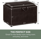 Convenience Concepts Designs4Comfort Accent Storage Ottoman 22.75" - Modern Foot Stool with Decorative Tray for Living Room, Dining Room, Office, Den, Espresso Faux Leather
