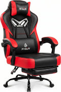 N-GEN GAMING Big & Tall Gaming Chair with Footrest, Lumbar Support, Red | Ergonomic High-Back Chair for Adults, Padded Wide Seat with Heavy-Duty Base, Reclining Comfort for Computer, Office/Home Use
