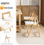VINGLI 5-Piece Folding Dining Table Set, Extendable Drop Leaf Solid Wood Table with 4 Chairs, Drawers & Wheels, Space-Saving Design for Kitchen, Natural