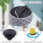 Juexica 2 Pack Inflatable Outdoor Ottoman Pouf Waterproof Round Footrest with Handle D21 x H9 Inch Indoor Outdoor Portable Footstool Pouf for Patio Garden Camping or Home Pool(Classic)