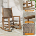 HDPE Outdoor Rocking Chair Set of 2, Wicker Patio Rocking Chair for Adult, All Weather Rocking Chair Outdoor for Porch, Garden, Lawn, and Balcony (Brown)