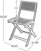 Wicker Patio Chairs Set of 2, Foldable Acacia Wood Outdoor Bistro Chairs with Woven Cane Seating for Garden, Backyard, or Balcony