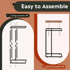 WLIVE C Shaped End Table, Small Side Tables for Sofa and Bed, Couch Table That Slides Under for Living Room, Bedroom, Home Office, Small Spaces