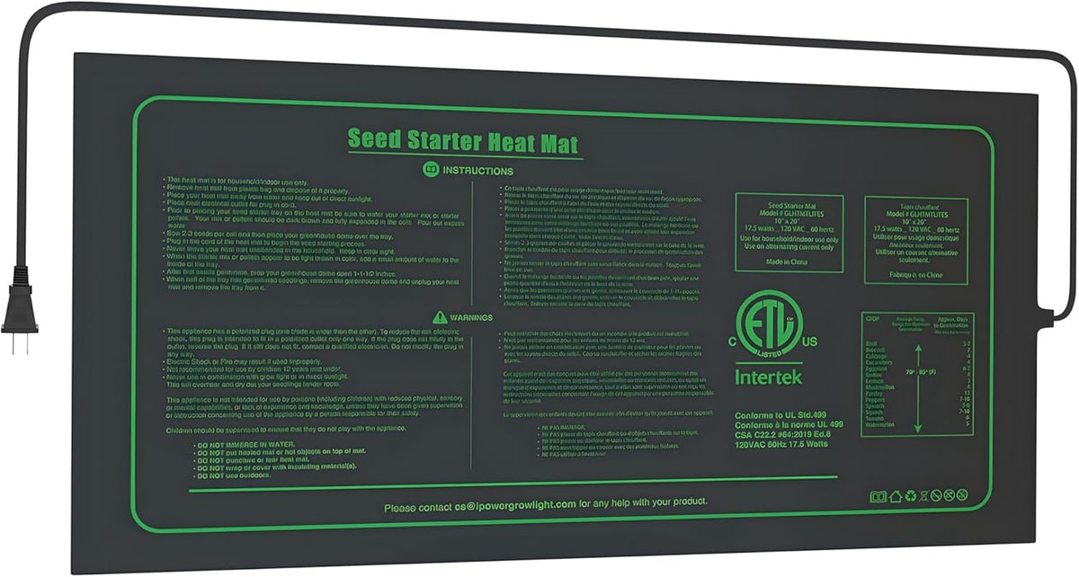iPower Waterproof Seedling Heat Mat 10" x 20", ETL Certified Durable Germination Heating Pad, for Seed Starting Propagation