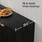 Homleke Buffet Cabinet with Storage, Modern Fluted Accent Sideboard with Doors & Adjustable Shelf, Buffet Table Entryway Cabinets for Living Room, Kitchen, Dining Room, Hallway, Black
