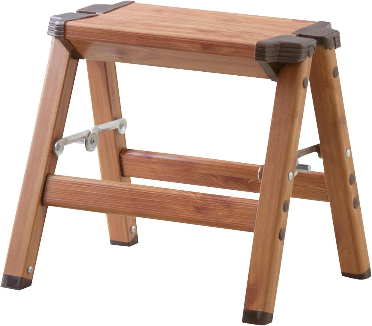AZUMAYA PC-401 Folding Step 11.5" Inches Height Aluminum Frame Material, W13.0 x D11.0 x H11.5, Wooden Pattern Printed Surface Finish