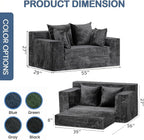 Couch Small, 3-in-1 Loveseat Sleeper Sofa Bed Convertible Sofa Bed with 4 Pillows, Black Couch for Living Room, Guest Room, Small Space