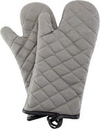 ARCLIBER Oven Mitts 1 Pair of Quilted Lining,Heat Resistant Kitchen Gloves,Classic Flame Oven Mitt Set,Grey 13 Inches