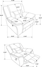 Coaster Home Furnishings - Greer - Leatherette Upholstered Swivel Glider Recliner Chair with Pocket Coil Cushions, Padded Armrests, Contrasting Stitching - Living Room - 41-Inch - Brown - 651356
