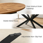 63"-78.7" Extendable Oval Dining Table Set for 4 | 5 Piece Large Round Walnut Table Set, 4 Beige PU Dining Chairs, Living Room, Kitchen, Space Saving, Mid Century Modern