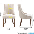 Linen Kitchen and Dining Chairs Set of 2, Channel Tufted Dining Room Chairs Comfy Fabric, Upholstered sillas for Dining Room with Solid Wood Legs