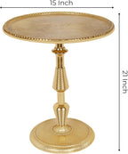 CLEENTABLE Modern Round Gold End Table - 15" Width x 21" Height Metal Side Table for Living Room, Bedroom & Small Spaces - Luxury Gold Finish Accent Table