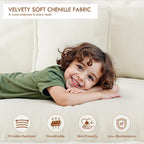 WorthFurni 111.4" Modular Sectional Sofa, U Shape Cloud Couch with 2 Movable Ottoman, Comfy Chenille Deep Seat Sofa with Soft Pillows for Living Room Bedroom Apartment (Beige)