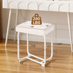 BEWISHOME White Vanity Stool Small Chair for Vanity KFD01W | Leather Makeup Vanity Chairs with Thick Padded Seat, Sturdy Reinforced Frame for Bathroom KFD01W