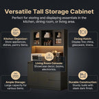 71" Kitchen Pantry Cabinet,Tall Storage Cabinet with Doors & Shelves Adjustable, Kitchen Storage Hutch with Microwave Shelf,Coffee Bar,Led Lights&Charging Station,Corner Pantry Cabinet for Living Room