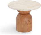 First of a Kind Side Table in Brown,Travertine Concrete