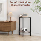 Vagusicc Side Tables Small End Tables, Set of 2 Half Round Side Table for Living Room, 2 Tier Couch Side Table, Small Round Coffee Table Accent Table, Thin Sofa Table Narrow Entryway Table, Grey