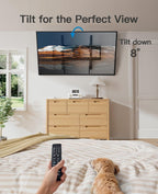 Pipishell Tilt TV Wall Mount for 37–82 inch TVs up to 132 lbs | tilting tv mount, fits 12″-24″ wood studs, 1.5″ low profile, 8° tilt, quick lock & release pull cord, max VESA 600x400mm
