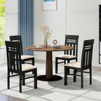 Giantex Wooden Dining Chairs Set of 2, High Back Black Dining Room Chairs with Padded Seat & Rubber Wood Frame, PU Leather Farmhouse Side Chairs for Kitchen Living Room