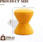 Multifunction Velvet Ottoman, Upholstered Vanity Stool Chair, Sturdy Round Footstool for Makeup, Living Room, Bedroom, Entryway (Mustard)