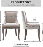 Modern Dining Chairs Set of 4, Fabric Upholstered High Back Chairs with Nailhead Trim and Curved Solid Wood Legs, Sillas de Comedor Accent Chairs for Dining Room, Beige