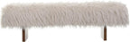 Christopher Knight Home Lenka 67" Long-haired Faux Wool Bedroom Bench, Rubberwood Ottoman Bench, Spacious Seating, Long Footstool for Living Room, Luxury Entryway Bench, Brown+Beige