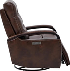 CHITA Genuine Leather Power Swivel Glider Rocker Recliner, Cognac Brown