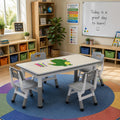 Jojoka Kids Table and 4 Chairs Set, Adjustable Toddler Activity Table Set, Wipe-Clean Desktop, Non-Slip Legs, Height Adjustable Kids Furniture for Home, Preschool, Daycare, Ages 2-10-Gray