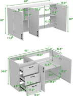 Timechee Modern Kitchen Pantry Storage Cabinet with Wall Cupboard Set, Large Pantry Cupboard Cabinet with Doors and Shelves, Drawers, Kitchen Storage Buffet Sideboard Set for Dining Room, Living Room