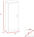 Kitchen Pantry 47" H, 1 Door Cabinet, 4 Interior Shelves, White