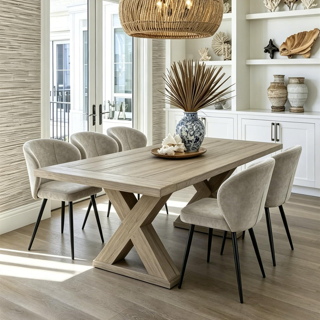 Dining Chairs Set of 2, Mid Century Modern Kitchen Chairs with Leather Cushion & Metal Legs, Upholstered Dining Room Chair with Curved Backrest for Home Kitchen, Grey