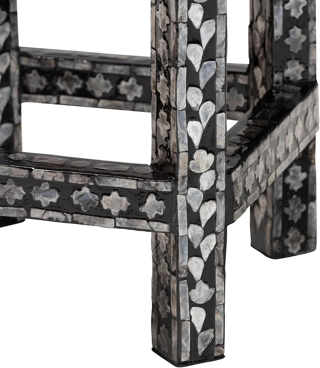 bali & pari Elara Coastal Black and White Mother of Pearl Capiz Shell End Table
