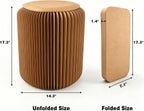 17 Inch Folding Paper Stool, 660lb Load Kraft Honeycomb Structure, 1.2" Ultra-Thin Flat Fold, Eco-Friendly Minimalist Stool for Home Camping Small Spaces, Brown