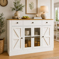 4 EVER WINNER 55" Large Buffet Cabinet with Storage, Coffee Bar Cabinet with 4 Doors and 3 Drawers, Kitchen Cabinet with Plexiglass Doors for Living Room, White